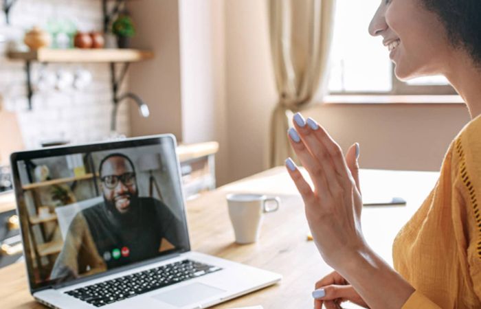 happy people on a video call